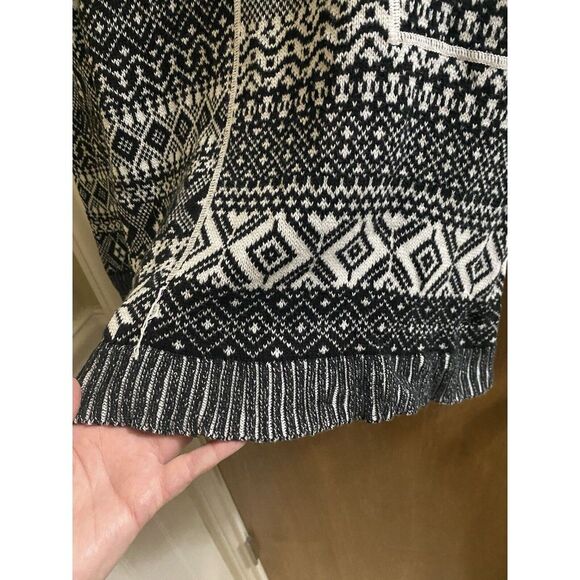 WOOLRICH Women's Black White Snowflake Geometric Knit High Neck Sweater XL Read - Picture 6 of 10